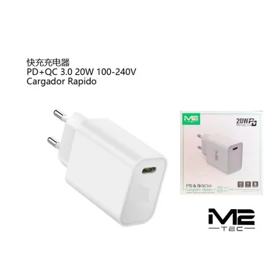Cargador USB-C 20W PD + QC 3.0 M2-TEC V-7052