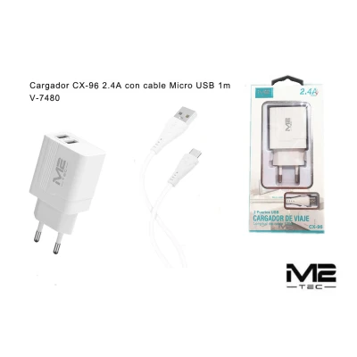 Chargeur USB-A, 2,4 A, avec câble USB-A vers micro-USB | Grossiste M2T
