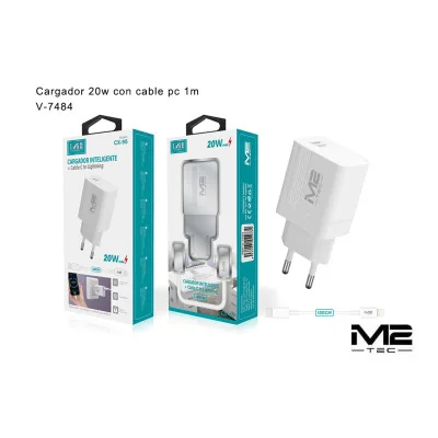 Cargador 20W M2-TEC con Cable USB-C a Lightning 1m