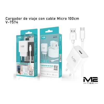 Cargador M2-TEC V-7574 | 18W QC 3.0 | Micro-USB 100cm