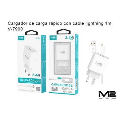 Cargador M2TEC 2.4A con Cable Lightning 1m V-7900
