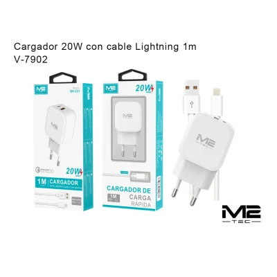 Cargador USB-A, 20 W, con cable USB-A a LightningLightning Chargers