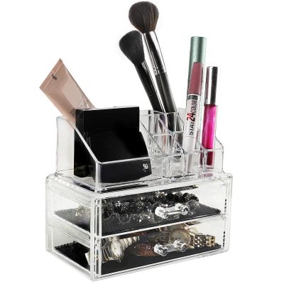 Organizador Maquillaje Acrílico 2 Cajones | M2TEC Mayorista