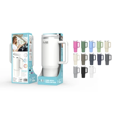 Botella Termo 1200 ml - Taza Térmica de Acero Inoxidable con Pajita...