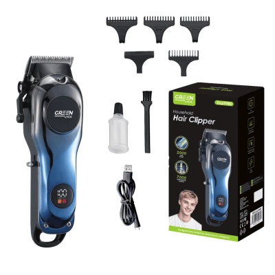 Máquina de cortar cabelo profissional Green Lyca com bateria 2000 mAh e motor 7000 rpm