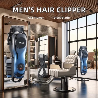 Máquina de cortar cabelo profissional Green Lyca com bateria 2000 mAh e motor 7000 rpm