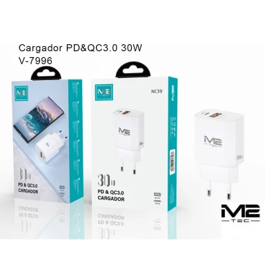M2TEC PD & QC3.0 30W Dual USB V-7996 charger
