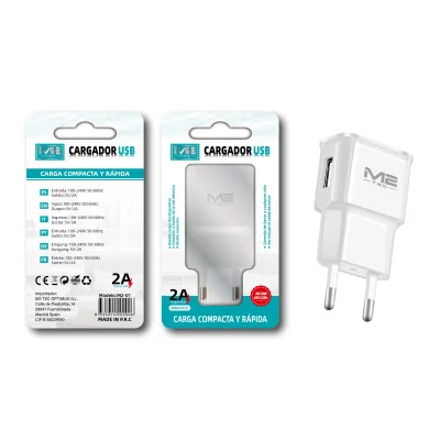 Cargador USB M2-TEC M2-01 | Salida 2A | Blanco