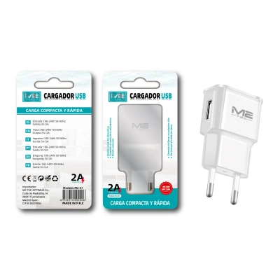Cargador USB M2TEC M2-01 | Salida 2A | Blanco