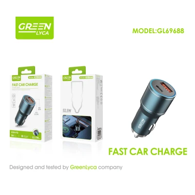 Cargador Coche GreenLyca GL69688 52.5W USB-C PD + USB-A