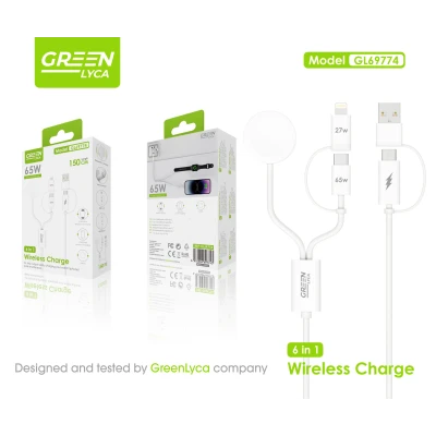 Cable 6 en 1 GreenLyca 65W Carga Inalámbrica GL69774
