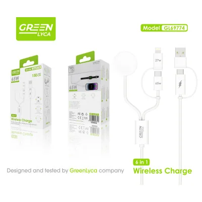 Cable 6 en 1 GreenLyca 65W Carga Inalámbrica GL69774