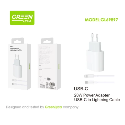 Cargador USB-C 20W con Cable Lightning GL69897 | GreenLyca