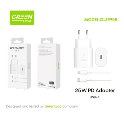 Chargeur USB-C PD, 25 W, avec câble USB-C vers USB-C | Grossiste M2TEC