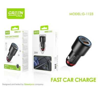 Chargeur de voiture double port USB-A + USB-C, 38 W, vente en gros | ...