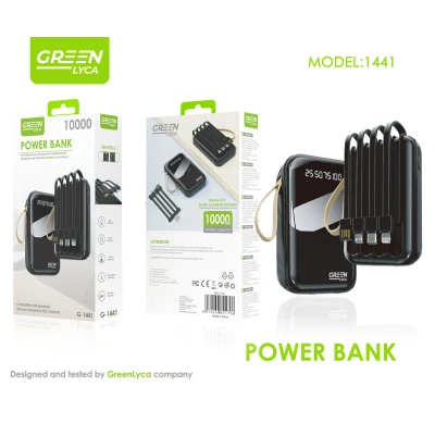 Power Bank Green Lyca G-1441 10000mAh avec Câbles intégrés