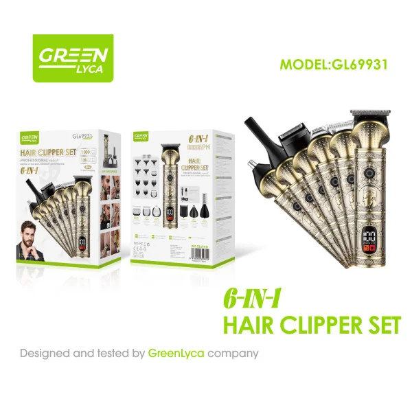 Máquina Cortapelo 6 en 1 con Batería 1200mAh y Motor 6000RPM