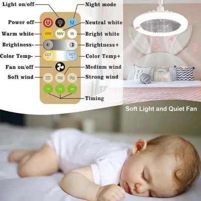 Lampara y ventilador de techo 2en1- LED multifuncionales con contro...