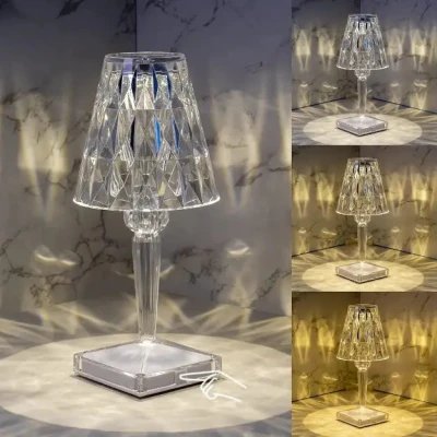 Lámpara Mesa LED Cristal Facetado 3 Tonos | M2TEC Mayorista