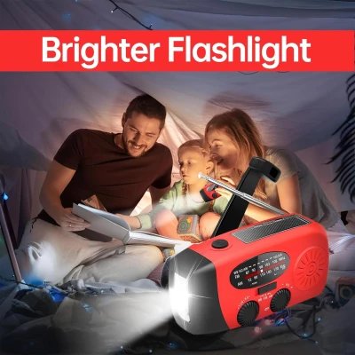 Radio et lampe torche multifonctions à manivelle d'urgence | Grossiste