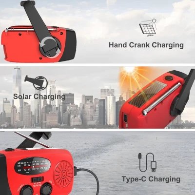 Radio et lampe torche multifonctions à manivelle d'urgence | Grossiste