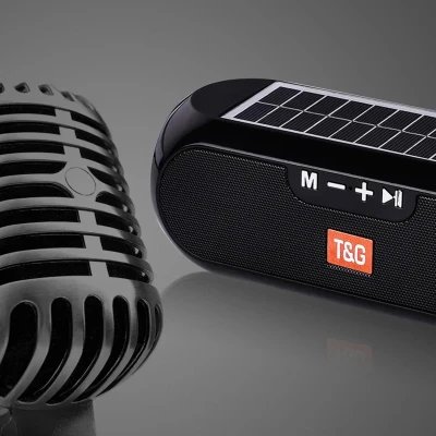 Coluna portátil sem fios, Bluetooth 5.3, potência de 8W x 2, bateria de 1200mAh com painel solar, TG-182