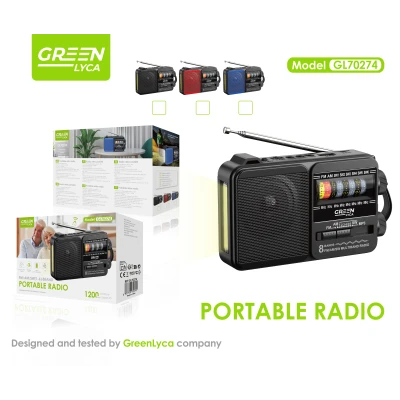 FM/AM/SW Radio, Bluetooth 5, 5W, 1200mah, Green Lyca gl70274 al por...
