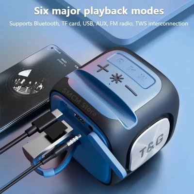 Caixa de som portátil sem fio, Bluetooth 5.1, potência de 7W, TWS, bateria de 1200mAh...