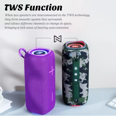Enceinte sans fil portable, Bluetooth 5.3, puissance de 8 W x 2, TWS, 1500...