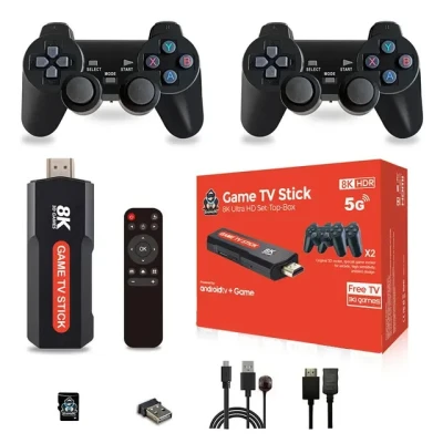 Consola Retro Stick 8K con 2 Mandos e Interface Android TV