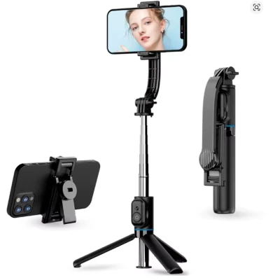 Tripod and selfie for mobile phones, Bluetooth remote control, with...