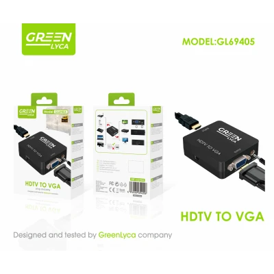 HDTV to VGA Converter with 3.5mm Audio AUX, Green Lyca GL69405...