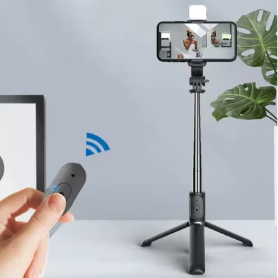 Trépied et perche à selfie pour téléphones portables, télécommande Blu