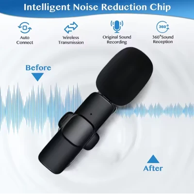 3-in-1 Universal Wireless Lavalier Microphone with 3.5mm Connector...