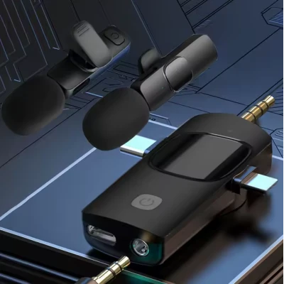 Microphone cravate sans fil universel 3 en 1 avec connecteurs 3,5 mm, 