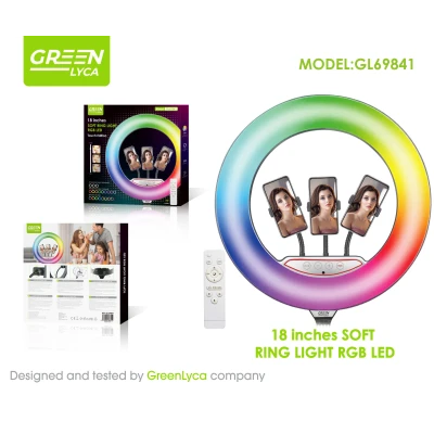 LED ring light, 18 inches, remote control, 20 color combinations, GL69841