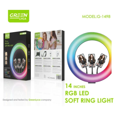 RGB LED Ring Light, 14 inches, remote control, 16 color combinations, G-1498 ...