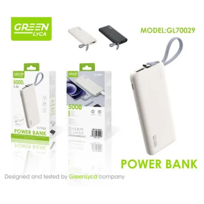 Batería Externa de 5000mAh con Pantalla LED y Cable Incorporado (Incluye Cable de Datos)