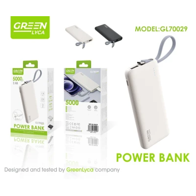 Batterie externe 5000 mAh avec affichage LED et câble intégré (In...