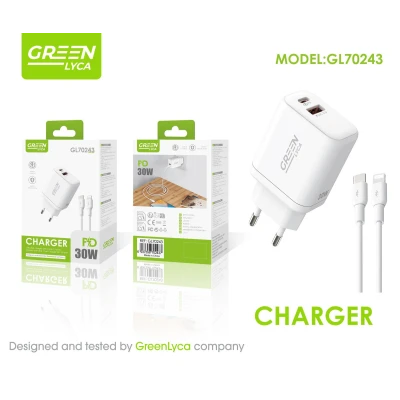 Chargeur rapide USB-C PD 30 W avec câble Lightning pour iPhone