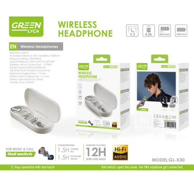Headphones Green Lyca GL-K30 Bluetooth 5.3 Ref G-1285