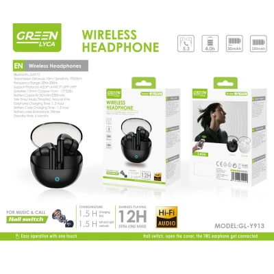 TWS Green Lyca GL-Y913 Bluetooth 5.3 Hi-Fi headphones