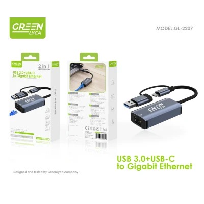 Adaptador USB 3.0 + USB-C para Gigabit Ethernet GL-2207