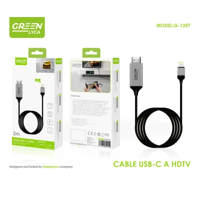 Cable USB-C a HDTV 1080p 2m Green Lyca G-1357 | M2TEC