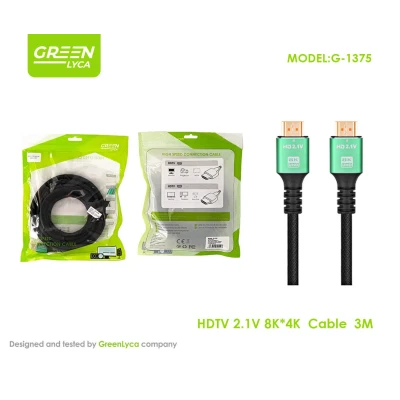 Cable HDTV 2.1V 8K 4K 3M G-1375 Green Lyca Trenzado