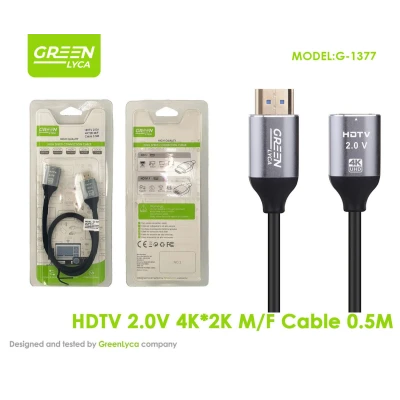 Cable HDTV 2.0V 4K Macho/Hembra 0.5M Green Lyca G-1377