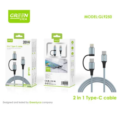 Cable USB-C 2 en 1 de Carga Rápida 3.0A al por mayor | M2TEC Mayorista