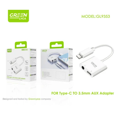 Adaptador USB-C para Jack 3.5mm e Carga GreenLyca GL9353