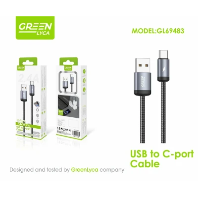 Cable USB a USB-C GreenLyca GL69483 1.2m 2.4A Trenzado