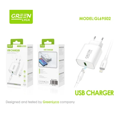 Cargador Green Lyca GL69502 3.0A con Cable Lightning